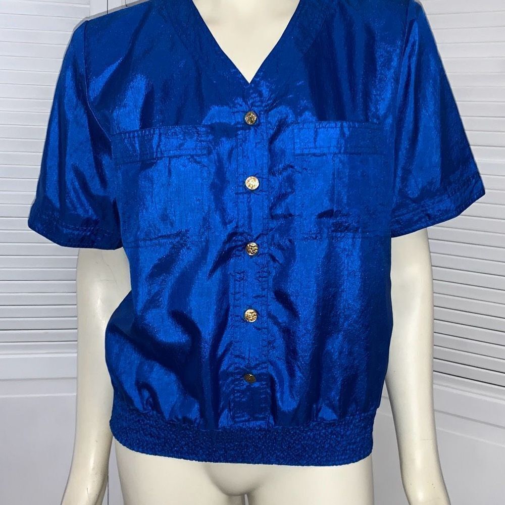 Vintage 80s Worthington Essentials Blouse with Shoulder Pads / Size 14M